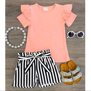Blush Stripe Tie Short Set